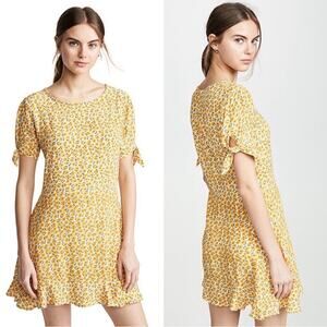 Faithfull the Brand Daphne Dress Marguerite Yellow Floral Sz XS